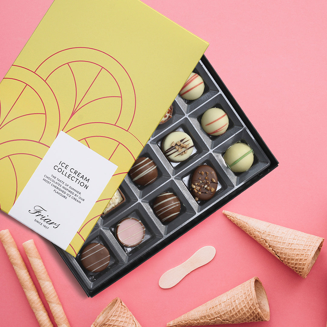 A Friars of Keswick ice-cream chocolate collection, individual chocolates inspired by classic ice-cream flavours.